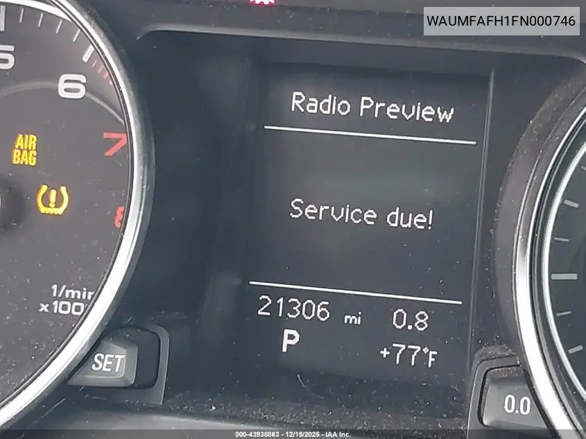 WAUMFAFH1FN000746 2015 Audi A5 2.0T Premium