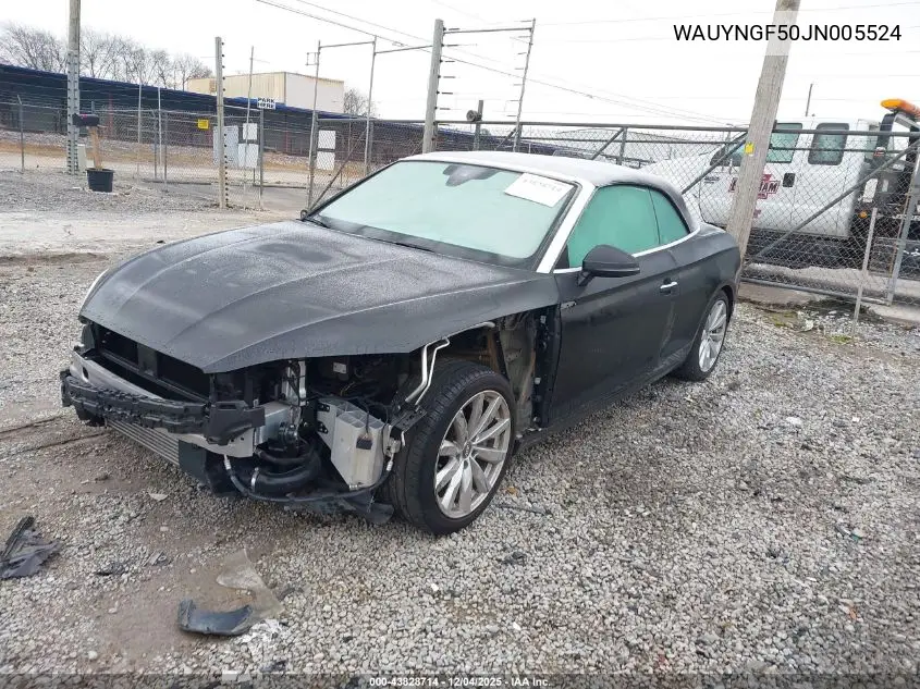 WAUYNGF50JN005524 2018 Audi A5 2.0T Premium