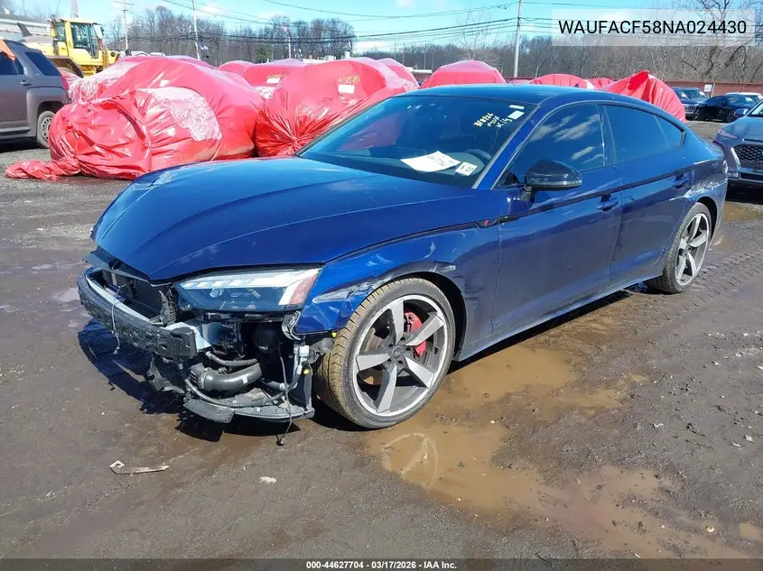 2022 Audi A5 Sportback Premium Plus 45 Tfsi S Line Quattro S Tronic VIN: WAUFACF58NA024430 Lot: 44627704
