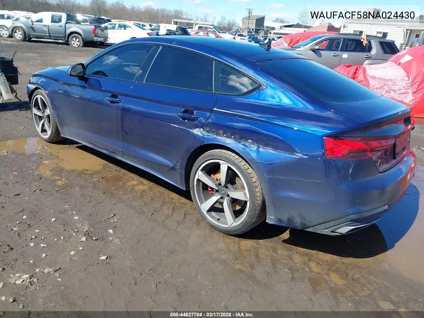 2022 Audi A5 Sportback Premium Plus 45 Tfsi S Line Quattro S Tronic VIN: WAUFACF58NA024430 Lot: 44627704