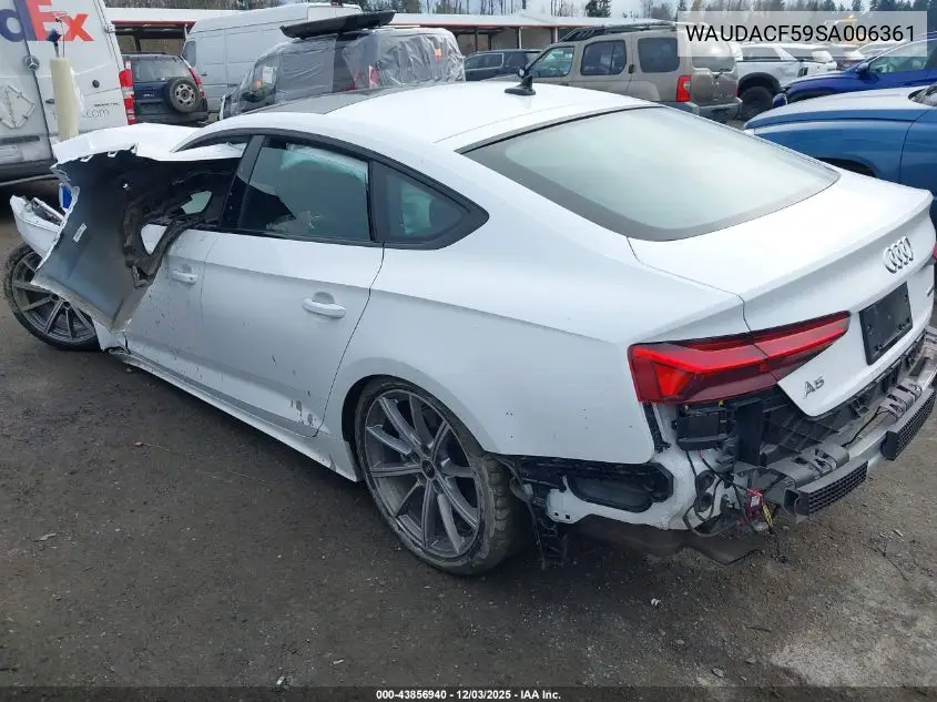 WAUDACF59SA006361 2025 Audi A5 Sportback Premium 45 Tfsi S Line Quattro S Tronic
