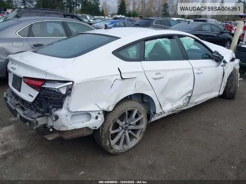 WAUDACF59SA006361 2025 Audi A5 Sportback Premium 45 Tfsi S Line Quattro S Tronic