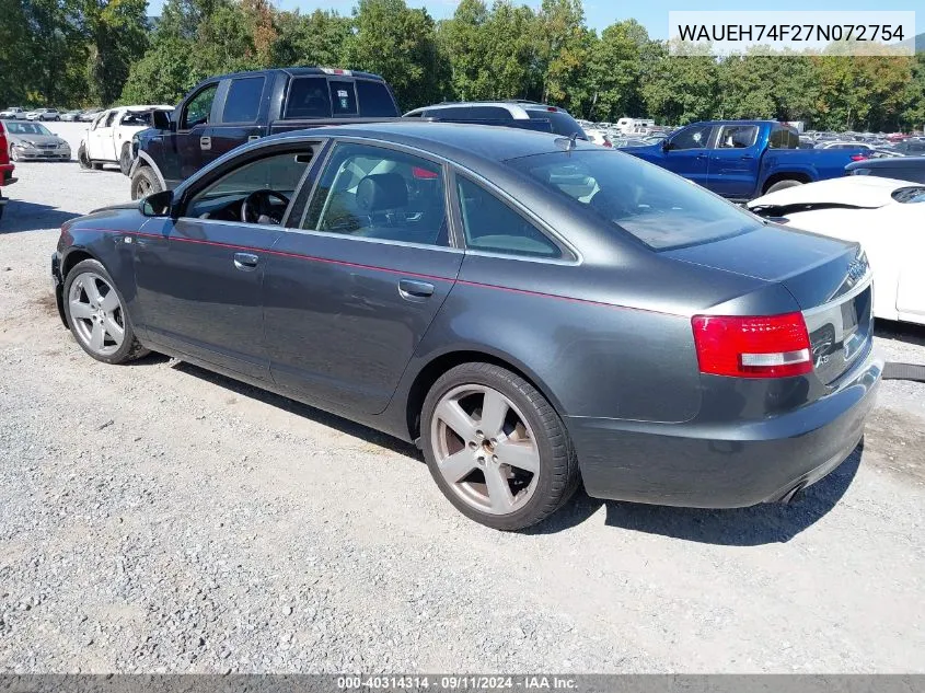 WAUEH74F27N072754 2007 Audi A6 3.2