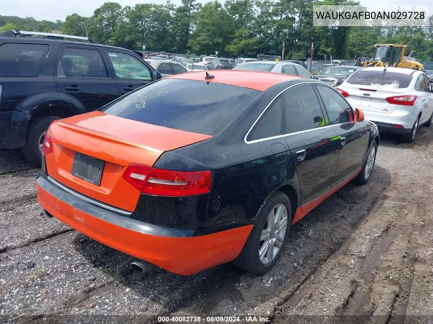 WAUKGAFB0AN029728 2010 Audi A6 3.0 Premium