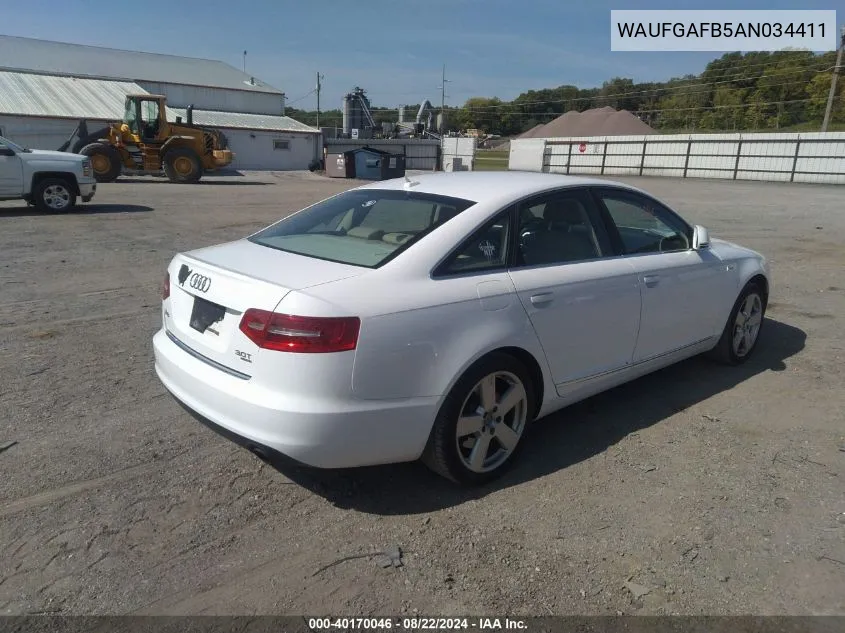 WAUFGAFB5AN034411 2010 Audi A6 3.0 Premium