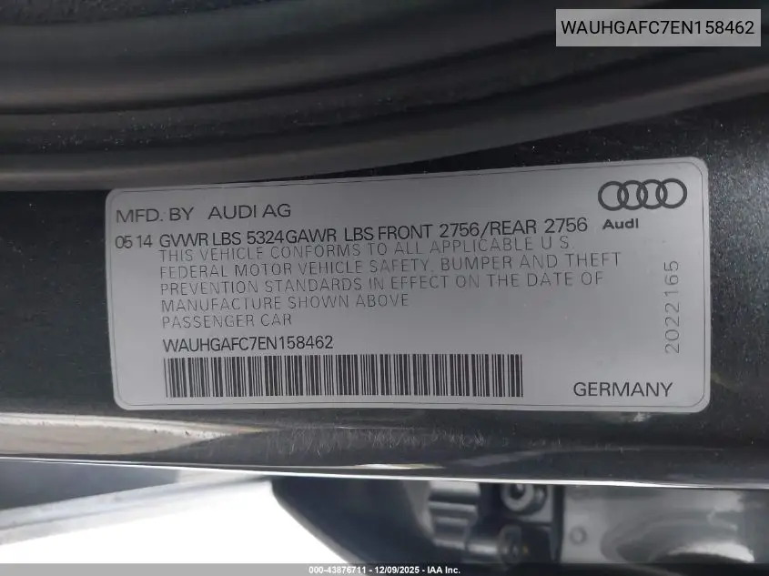 WAUHGAFC7EN158462 2014 Audi A6 3.0T Premium Plus