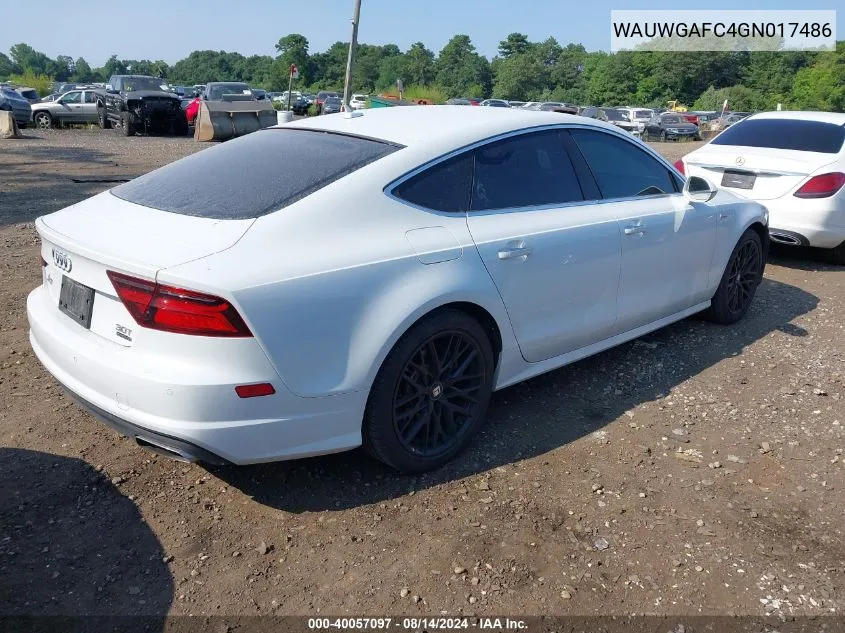 WAUWGAFC4GN017486 2016 Audi A7 3.0T Premium Plus