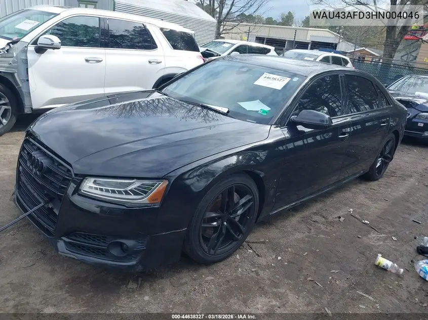 2017 Audi A8 L 4.0T Sport VIN: WAU43AFD3HN004046 Lot: 44638327