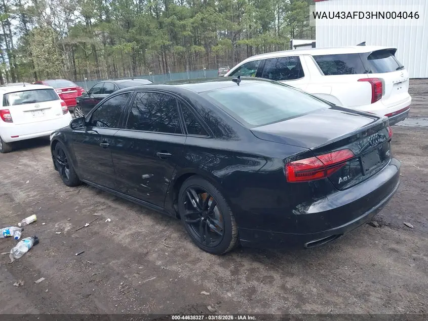 2017 Audi A8 L 4.0T Sport VIN: WAU43AFD3HN004046 Lot: 44638327