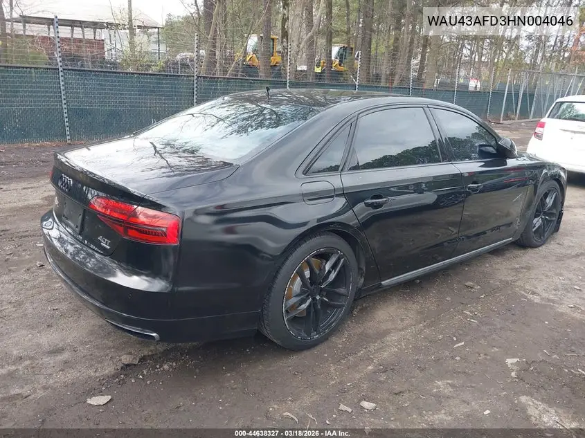 2017 Audi A8 L 4.0T Sport VIN: WAU43AFD3HN004046 Lot: 44638327