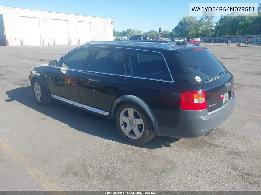 2004 Audi Allroad 2.7T VIN: WA1YD64B64N078551 Lot: 45284015