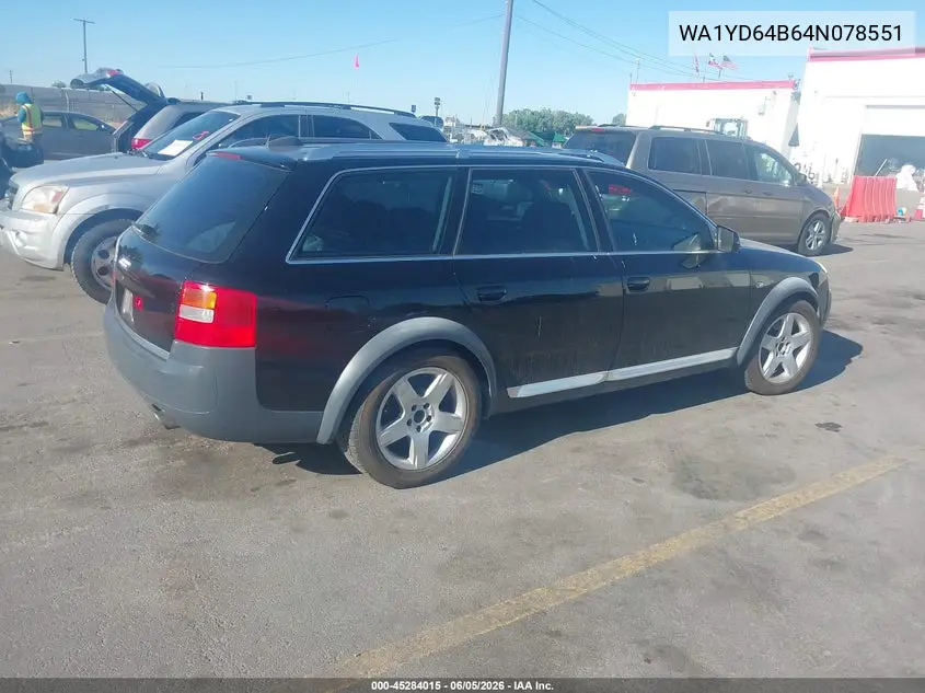 2004 Audi Allroad 2.7T VIN: WA1YD64B64N078551 Lot: 45284015