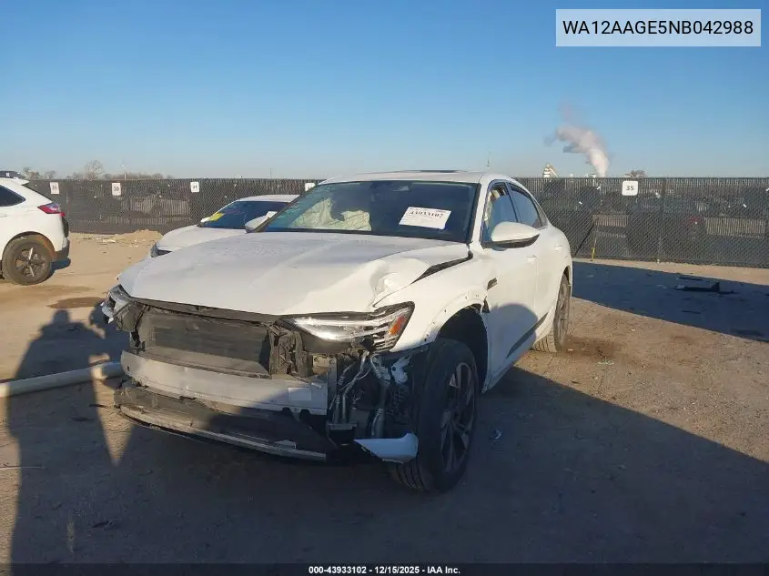 WA12AAGE5NB042988 2022 Audi E-Tron Sportback Premium Plus S Line Quattro