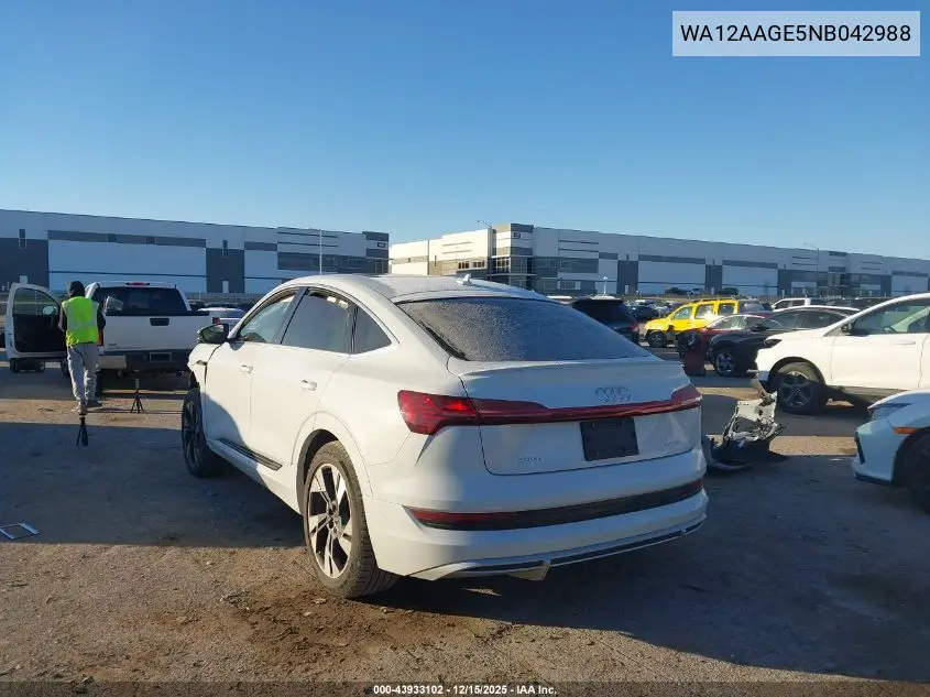 WA12AAGE5NB042988 2022 Audi E-Tron Sportback Premium Plus S Line Quattro