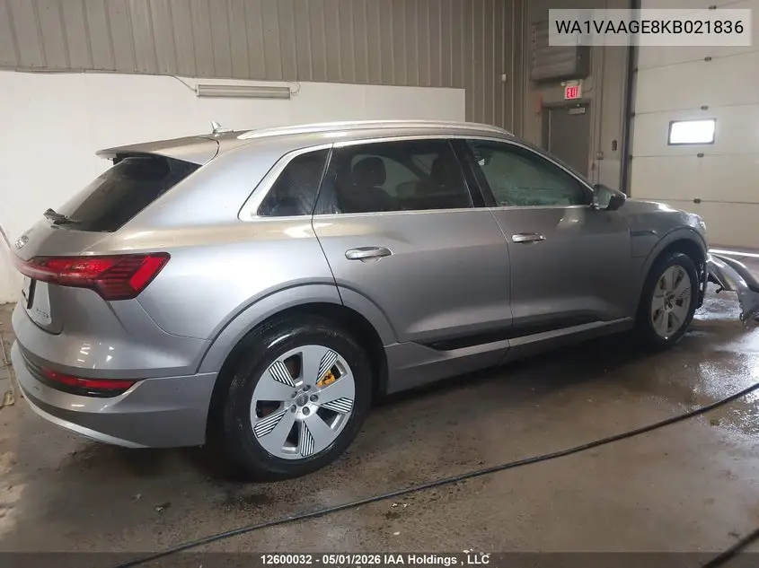 2019 Audi E-Tron Prestige VIN: WA1VAAGE8KB021836 Lot: 12600032
