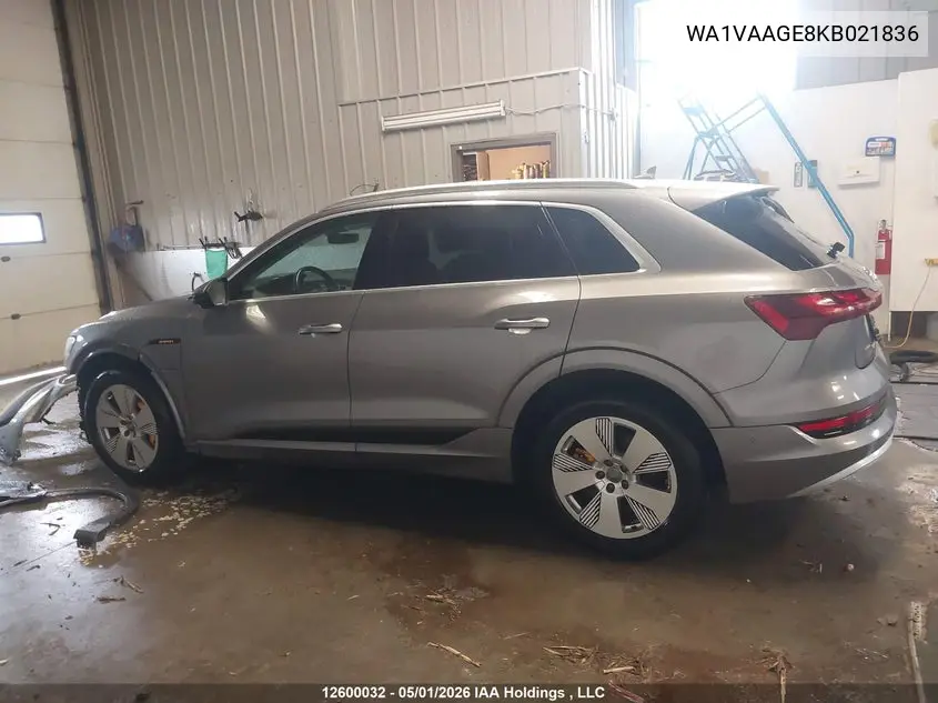 2019 Audi E-Tron Prestige VIN: WA1VAAGE8KB021836 Lot: 12600032