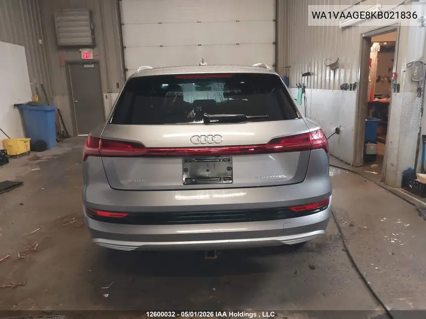 2019 Audi E-Tron Prestige VIN: WA1VAAGE8KB021836 Lot: 12600032