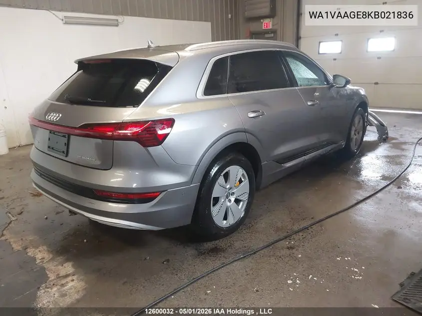 2019 Audi E-Tron Prestige VIN: WA1VAAGE8KB021836 Lot: 12600032