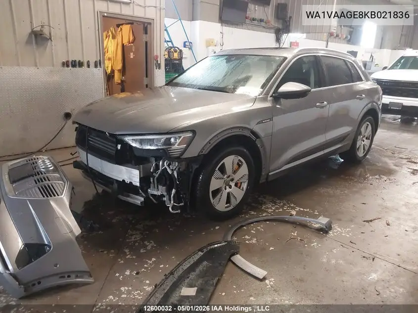 2019 Audi E-Tron Prestige VIN: WA1VAAGE8KB021836 Lot: 12600032