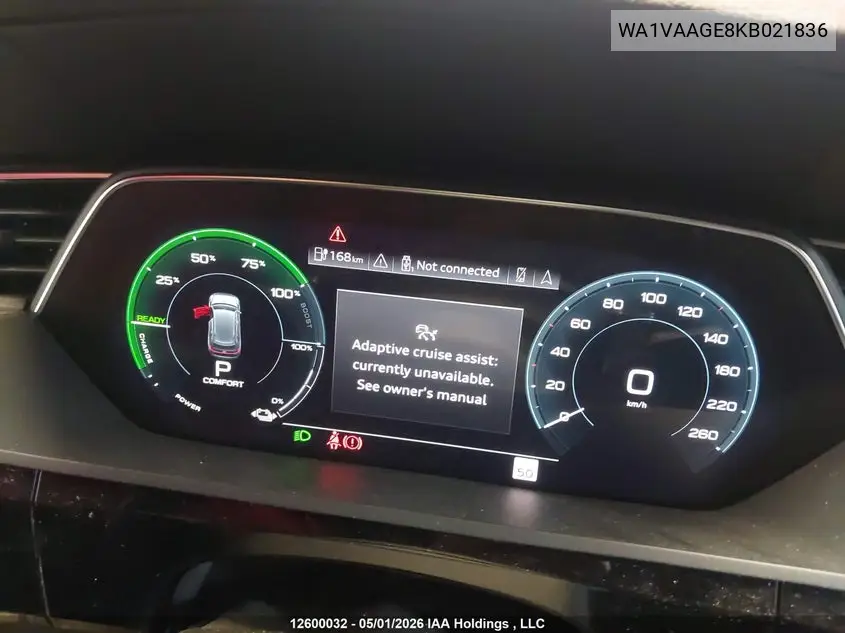 2019 Audi E-Tron Prestige VIN: WA1VAAGE8KB021836 Lot: 12600032