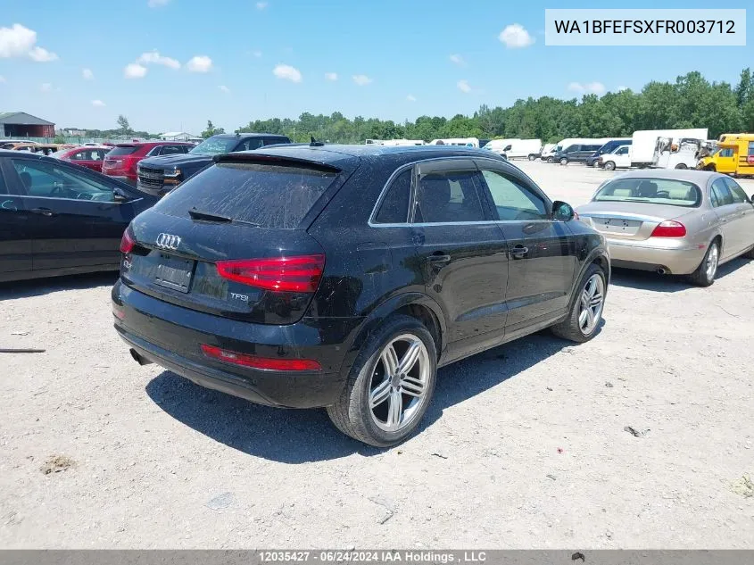 2015 Audi Q3 VIN: WA1BFEFSXFR003712 Lot: 12035427