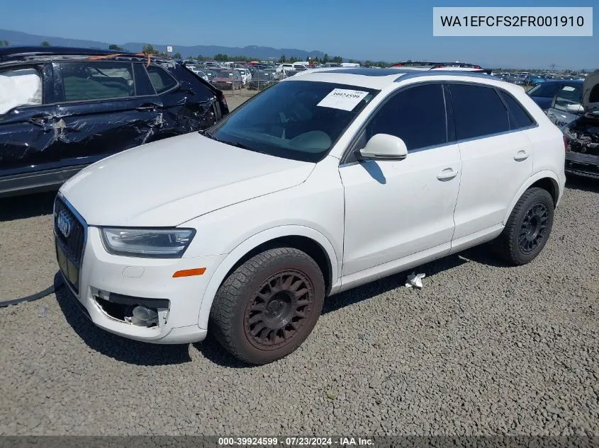 2015 Audi Q3 2.0T Premium Plus VIN: WA1EFCFS2FR001910 Lot: 39924599