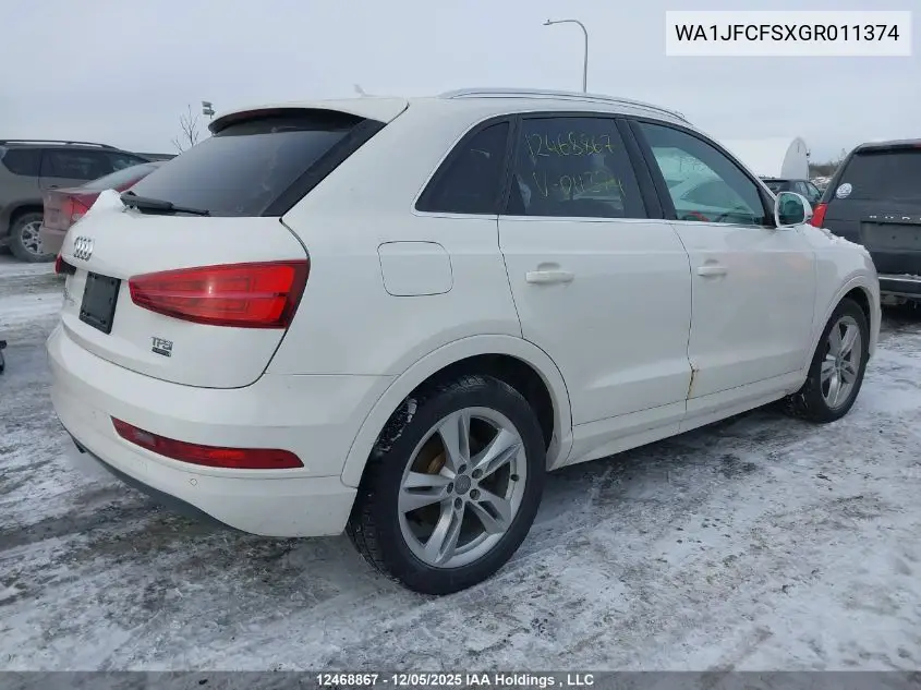 WA1JFCFSXGR011374 2016 Audi Q3 Progressiv