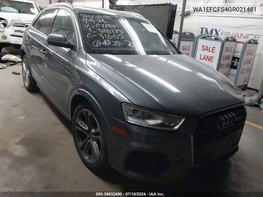 2016 Audi Q3 Premium Plus VIN: WA1EFCFS4GR021481 Lot: 39832690