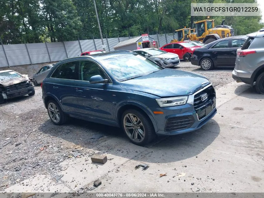 2016 Audi Q3 2.0T Premium Plus VIN: WA1GFCFS1GR012259 Lot: 40043776