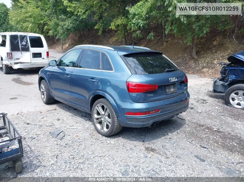 2016 Audi Q3 2.0T Premium Plus VIN: WA1GFCFS1GR012259 Lot: 40043776