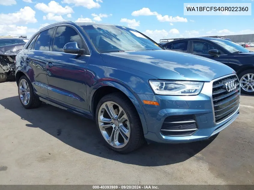 2016 Audi Q3 2.0T Premium Plus VIN: WA1BFCFS4GR022360 Lot: 40393989