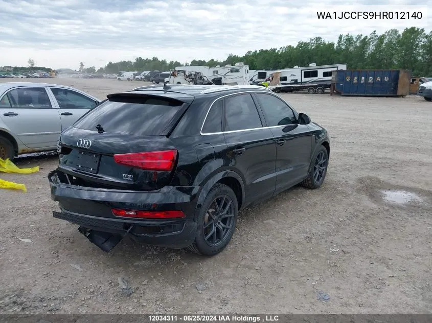 2017 Audi Q3 VIN: WA1JCCFS9HR012140 Lot: 12034311