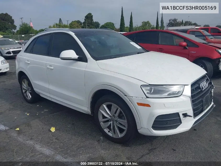 2017 Audi Q3 2.0T Premium VIN: WA1BCCFS3HR005169 Lot: 39853122