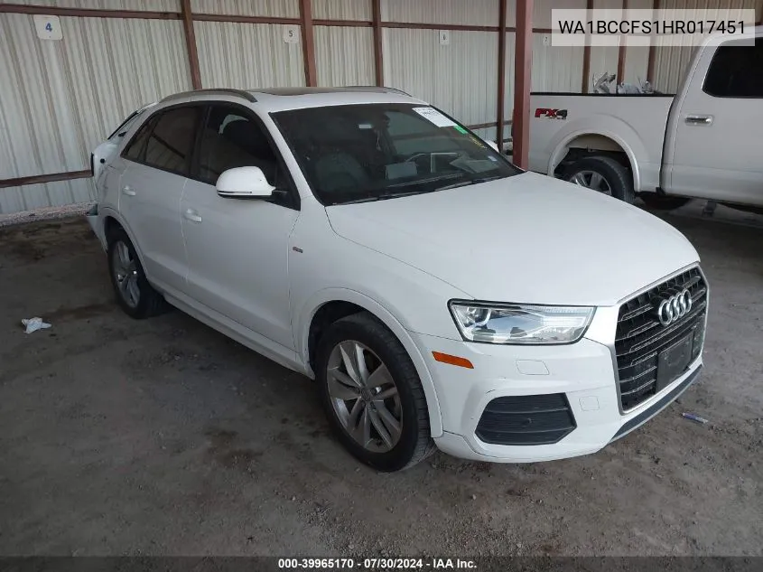 2017 Audi Q3 2.0T Premium VIN: WA1BCCFS1HR017451 Lot: 39965170