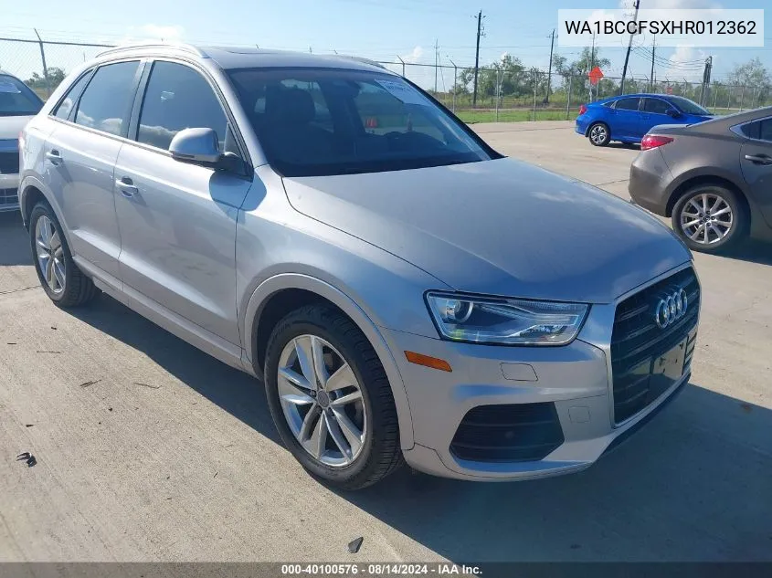 2017 Audi Q3 2.0T Premium VIN: WA1BCCFSXHR012362 Lot: 40100576