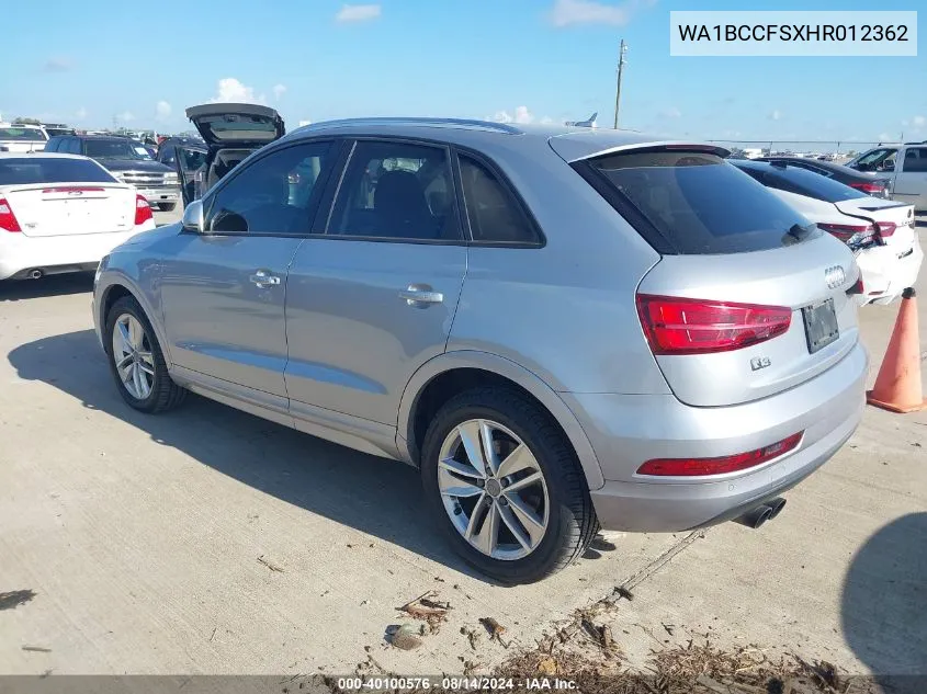 2017 Audi Q3 2.0T Premium VIN: WA1BCCFSXHR012362 Lot: 40100576