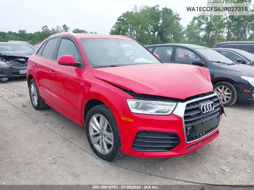 2018 Audi Q3 2.0T Premium/2.0T Sport Premium VIN: WA1ECCFS6JR027315 Lot: 39818783