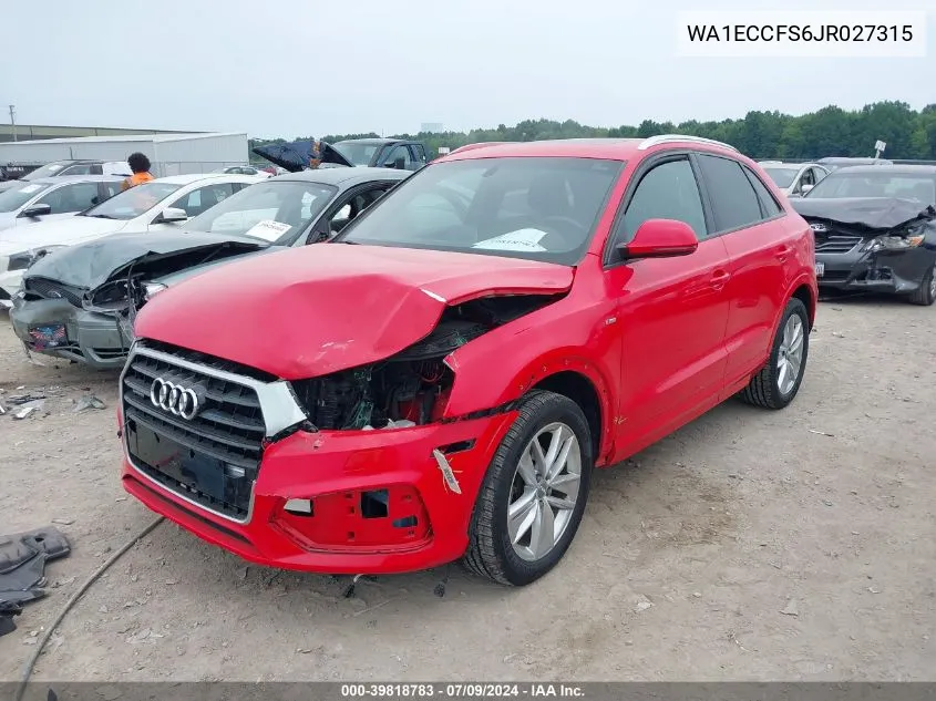 2018 Audi Q3 2.0T Premium/2.0T Sport Premium VIN: WA1ECCFS6JR027315 Lot: 39818783