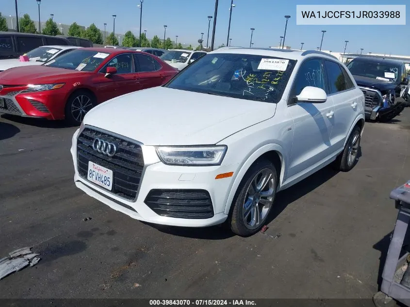 2018 Audi Q3 2.0T Premium/2.0T Sport Premium VIN: WA1JCCFS1JR033988 Lot: 39843070