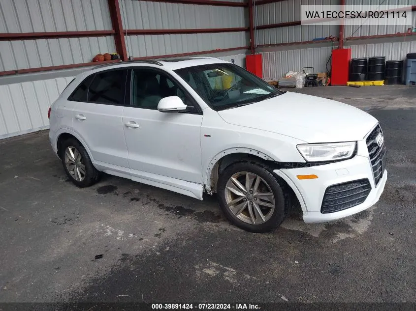 2018 Audi Q3 2.0T Premium/2.0T Sport Premium VIN: WA1ECCFSXJR021114 Lot: 39891424