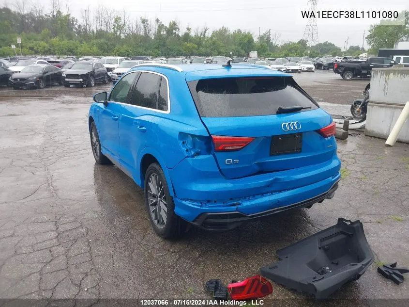 2020 Audi Q3 Premium Plus S-Line VIN: WA1EECF38L1101080 Lot: 12037066