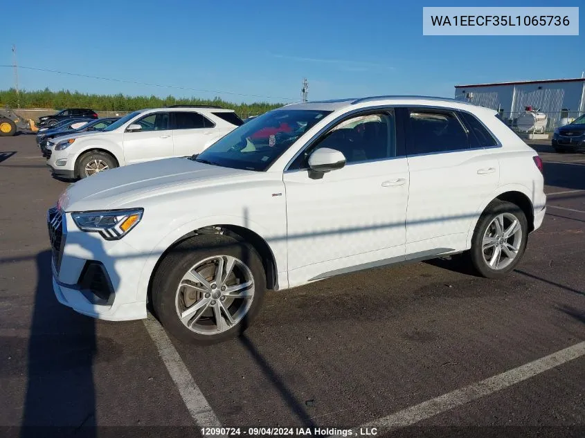 2020 Audi Q3 VIN: WA1EECF35L1065736 Lot: 12090724