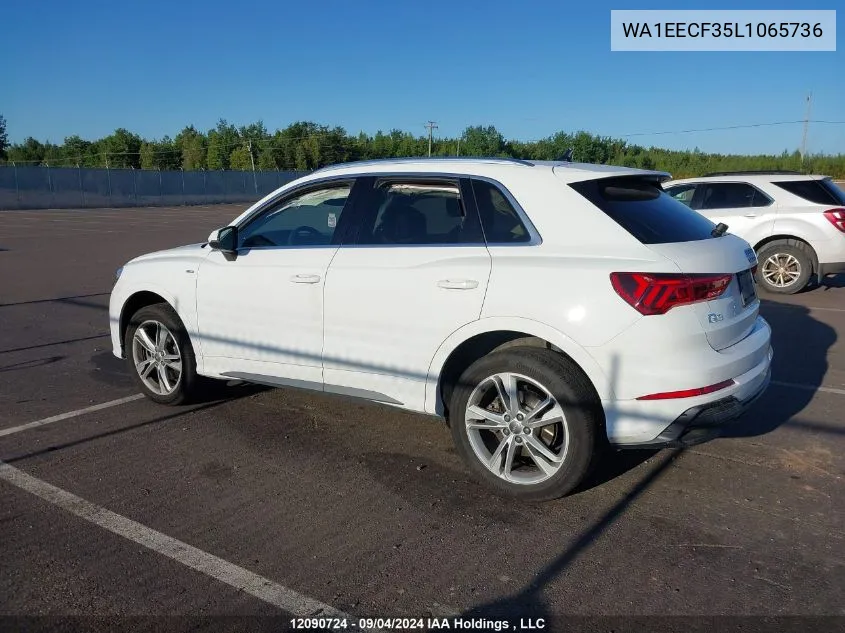 2020 Audi Q3 VIN: WA1EECF35L1065736 Lot: 12090724