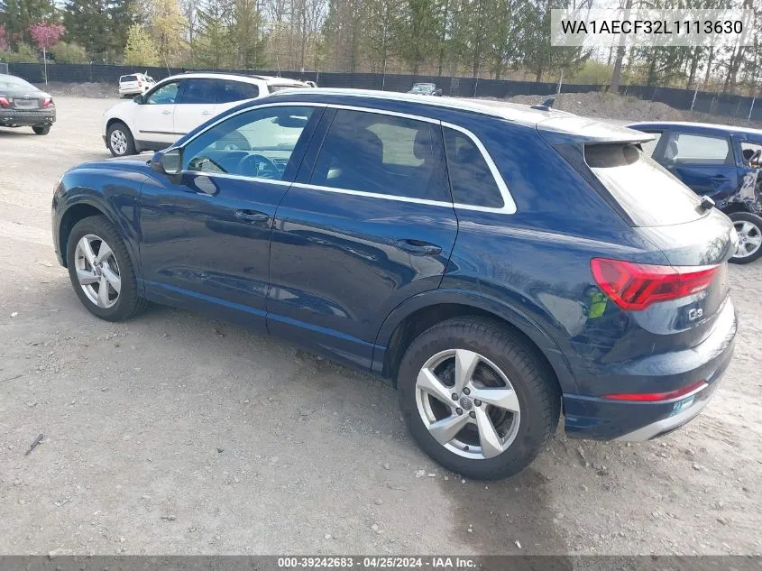 WA1AECF32L1113630 2020 Audi Q3 Premium 45 Tfsi Quattro Tiptronic