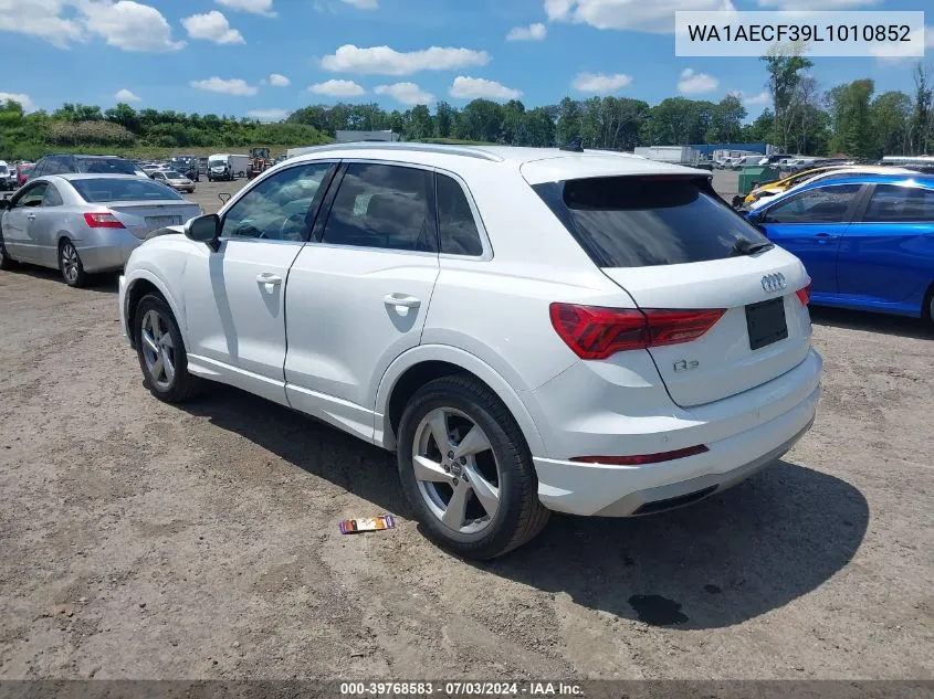 2020 Audi Q3 Premium 45 Tfsi Quattro Tiptronic VIN: WA1AECF39L1010852 Lot: 39768583