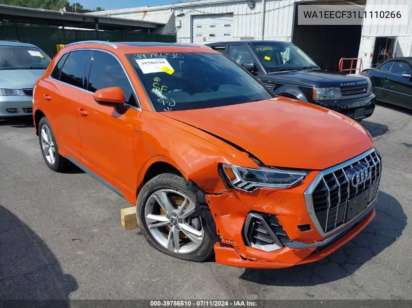 WA1EECF31L1110266 2020 Audi Q3 Premium Plus 45 Tfsi S Line Quattro Tiptronic