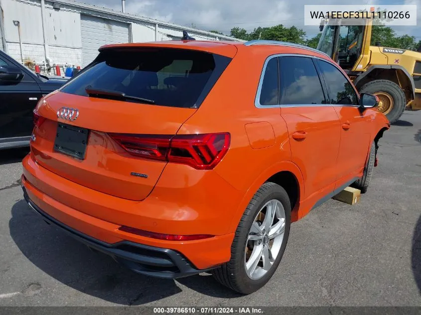 2020 Audi Q3 Premium Plus 45 Tfsi S Line Quattro Tiptronic VIN: WA1EECF31L1110266 Lot: 39786510