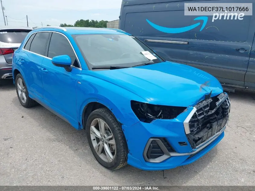 2020 Audi Q3 Premium 45 Tfsi S Line Quattro Tiptronic VIN: WA1DECF37L1017666 Lot: 39801122