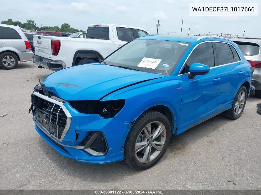 2020 Audi Q3 Premium 45 Tfsi S Line Quattro Tiptronic VIN: WA1DECF37L1017666 Lot: 39801122