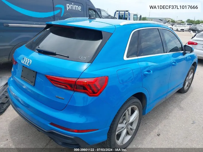 2020 Audi Q3 Premium 45 Tfsi S Line Quattro Tiptronic VIN: WA1DECF37L1017666 Lot: 39801122